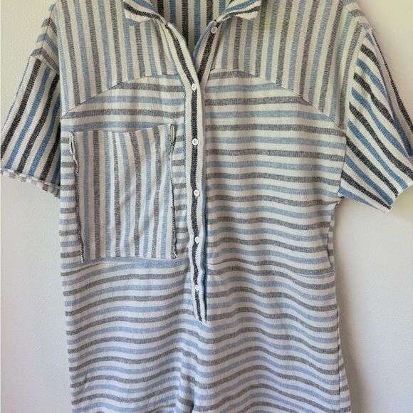 Free People For the Boys Oversized Striped Knit Romper in White/Blue/Black - XS - Picture 4 of 7